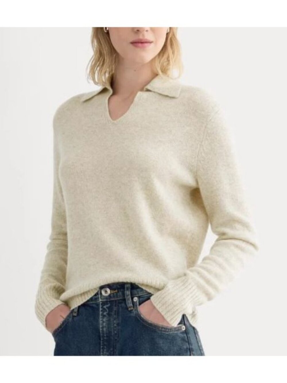 Everlane The Cashmere Polo Sweater Canvas Size XL NWT